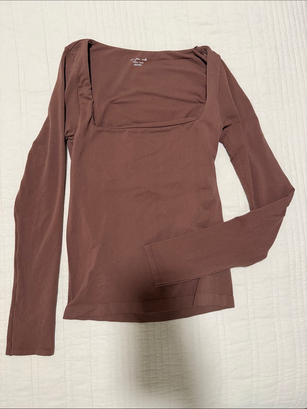 Urban Outfitters Brown Square Neck Long Sleeve Top
